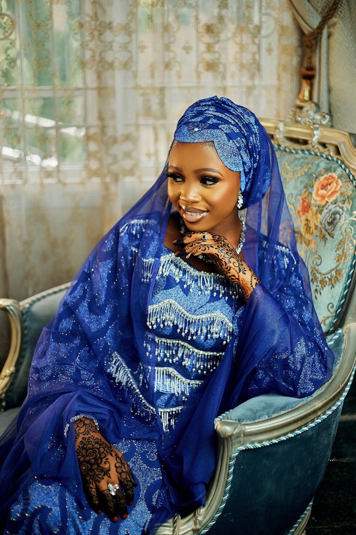 elegant-woman-in-traditional-blue-attire-33218381